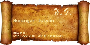 Weninger István névjegykártya